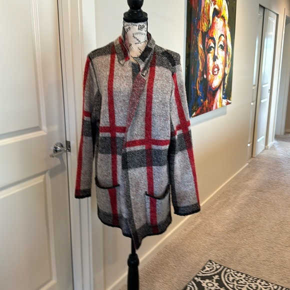 Joseph A Open Front Plaid Cardigan M - Picture 1 of 8